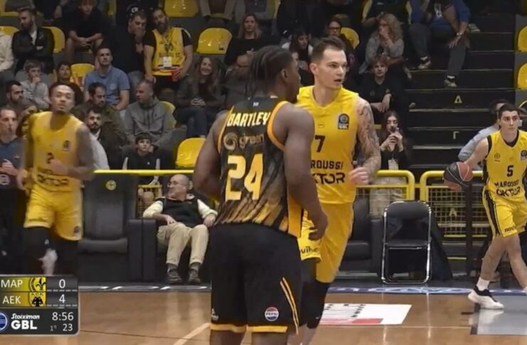 Ξεχωριστό επίτευγμα για τον Μπάρτλεϊ κόντρα στο Μαρούσι: Έφτασε τους 500 πόντους στο ελληνικό πρωτάθλημα Πηγή: Screenshot ERT